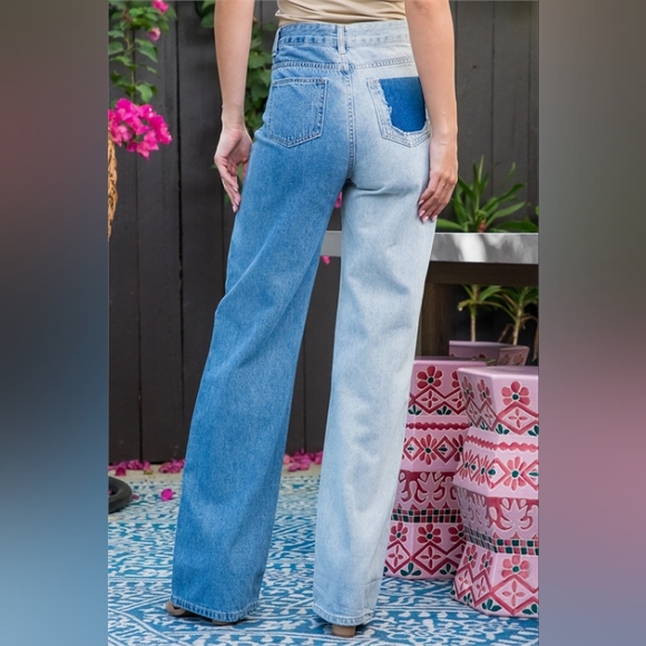 GSW Women's Blue Ripped Distressed Contrast Colorblock Jeans - Picture 6 of 9